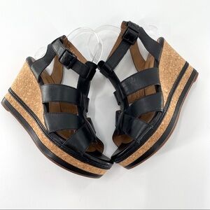 Clark’s Zia Tower Black Platform Wedges NEW